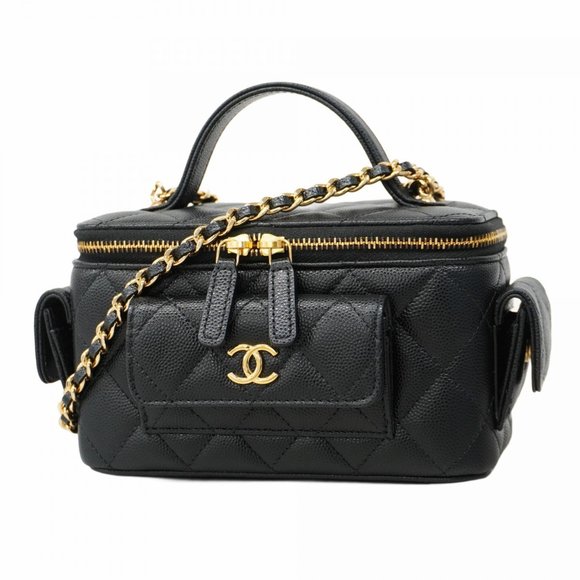 Chanel Matelasse Vanity Bag in Caviar Skin, Black, Women's - Picture 1 of 10